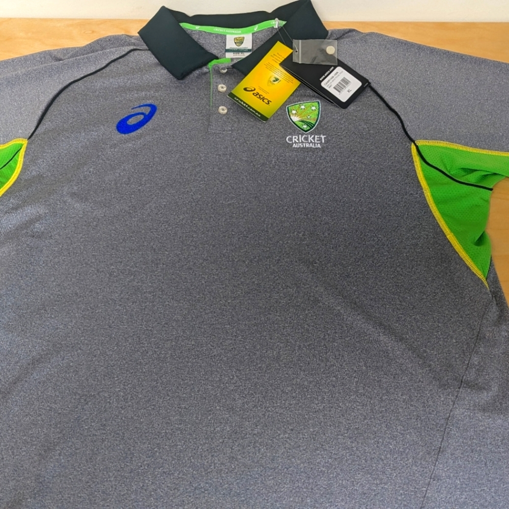 Asics Cricket Australia Travel Pollo, NWT, Grey/Green, Size XL